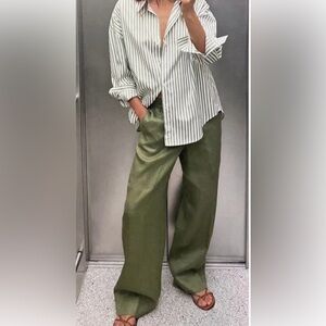 Zara 100% Linen Pants. Size M